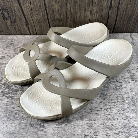 Crocs Meleen Twist Women’s Size 11 Slide Sandals Beige/Tan - Picture 2 of 9